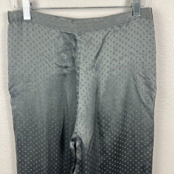 Galadriel Silk Slacks High Rise Swiss Dot Ankle Length Straight-Leg Grey Pants M - Picture 6 of 14